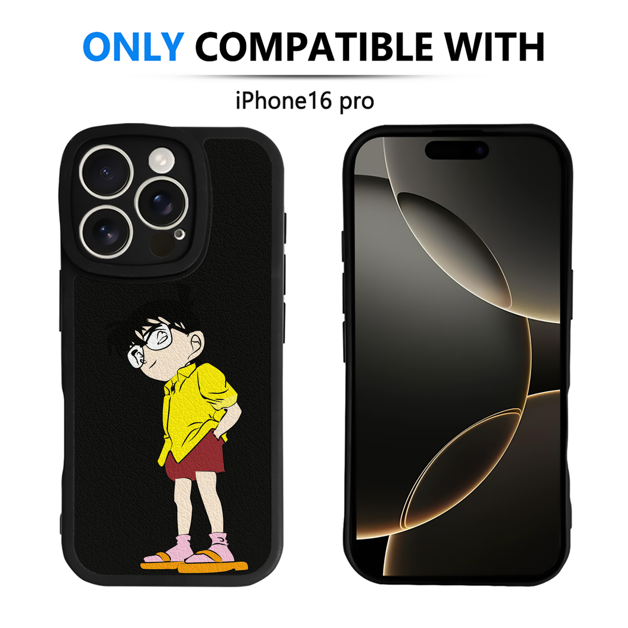 （画像用） 名探偵コナン 江戸川 コナン Detective Conan Conan Edogawa 【iPhone 16シリーズ対応】シリコンスマホケース（レザー調） 材質：シリコン